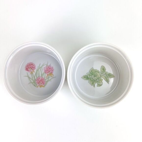 Shafford Herbs & Spices Set of 2 Ceramic Ramekins Baking Dishes 4" Botanical Art - Picture 2 of 8